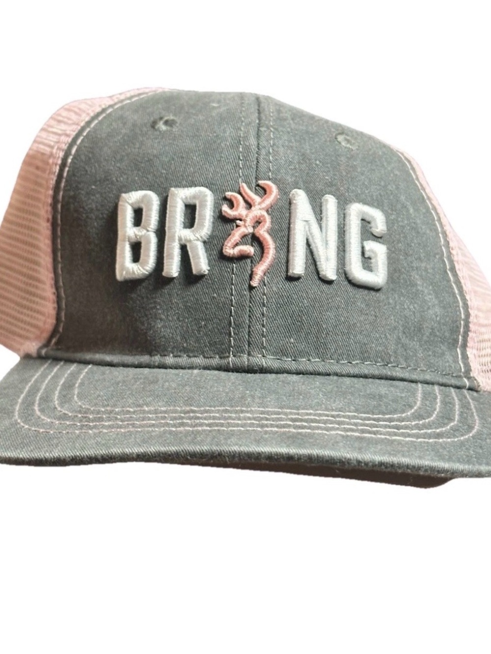 Browning Women's Two-Tone Trucker Hat in Pink and Gray